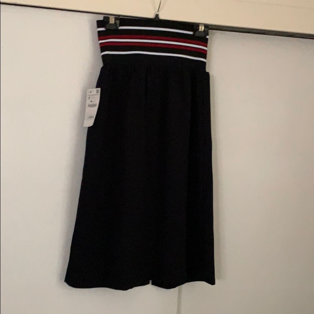 NWT Zara black zipper skirt red striped waist